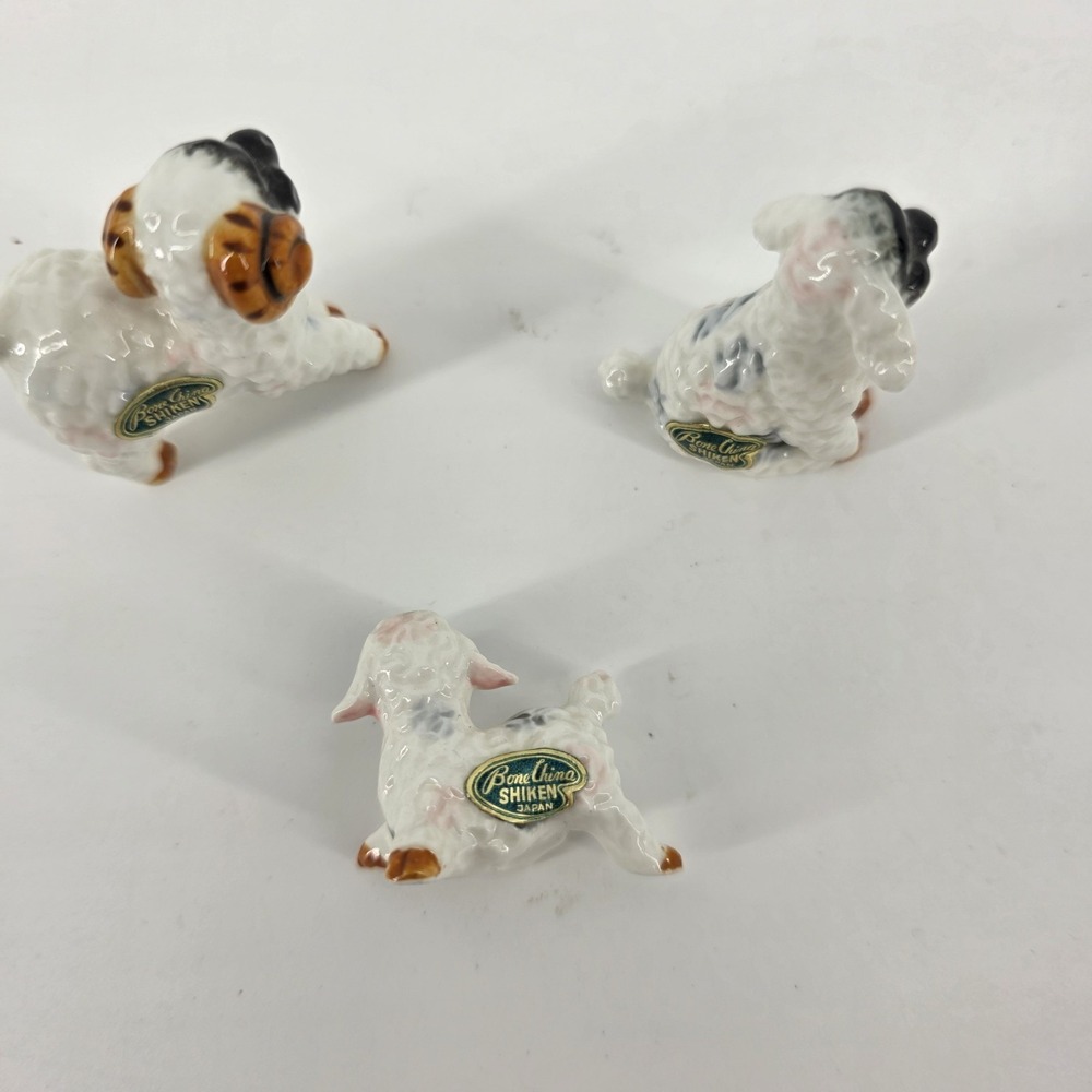 Vintage Porcelain Fine Bone China Set Of 3 Sheep Figurines 1inch - Picture 4 of 4